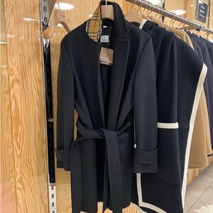 burberry Black Belted Coat